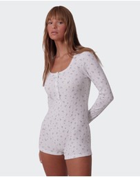 Bras N Things - Polly Long Sleeve Romper - Print Ditsy Floral