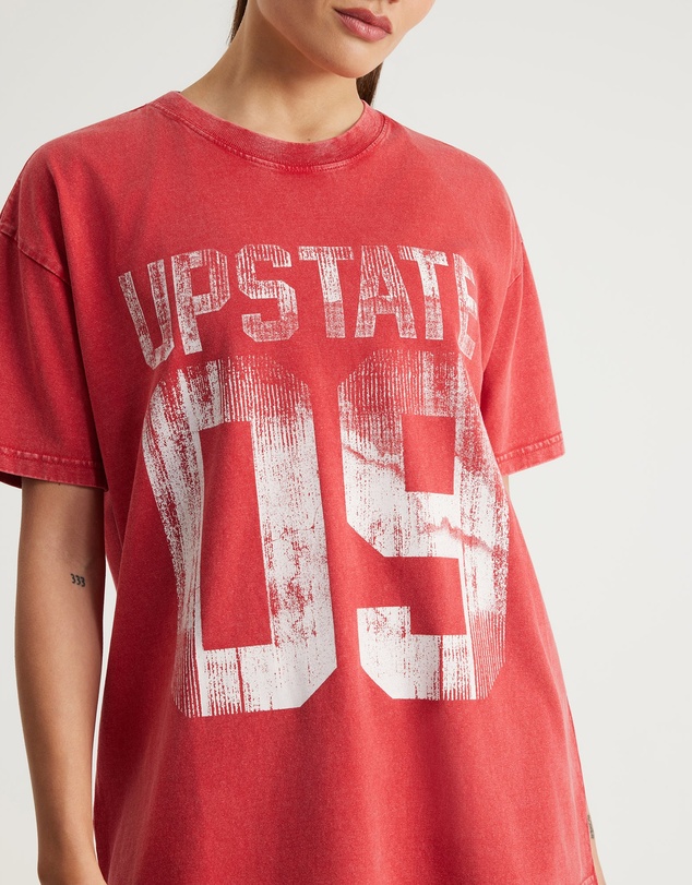 Upstate - Thrive T-Shirt - Crimson Sport/Snow Wash