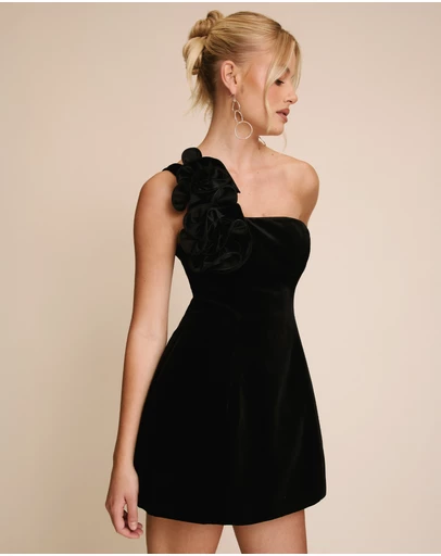 Six Stories - Coursage A-line Velvet Mini Dress