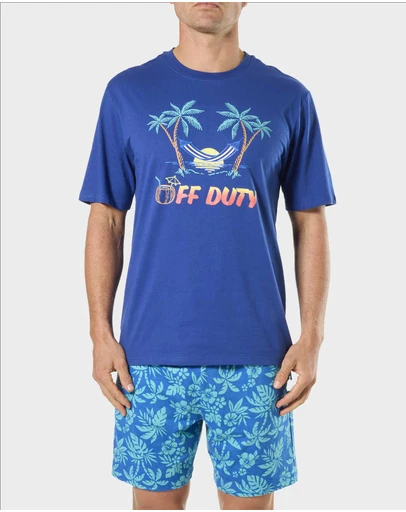 Mitch Dowd - Mitchdowd Mens Short Sleeve Pyjama Set in Off Duty Print