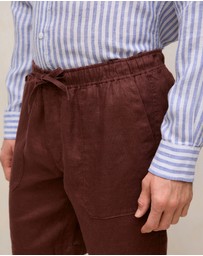 Trenery - Linen Patch Pocket Drawcord Short in Espresso