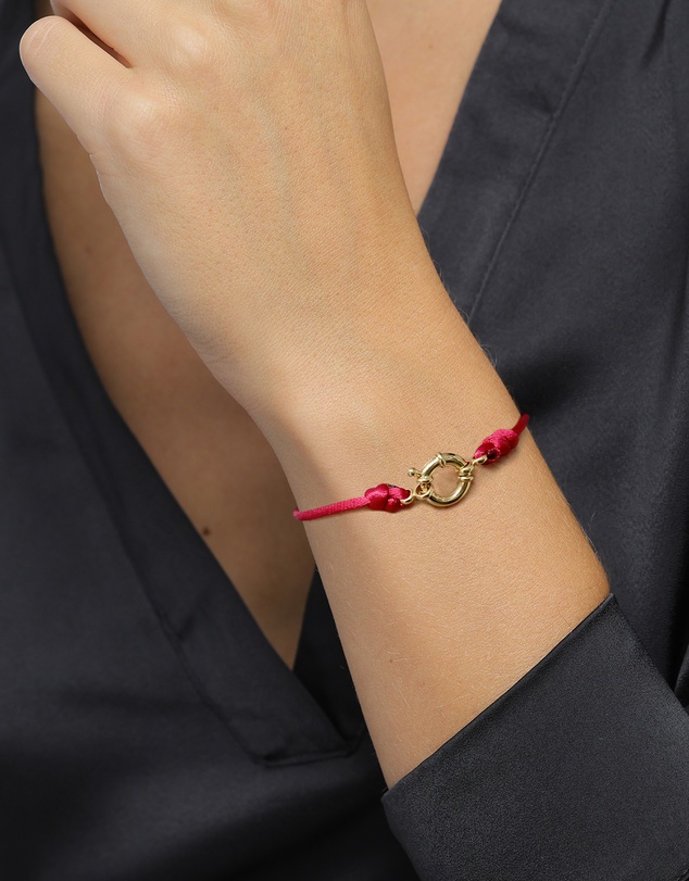 Elli Jewelry - Bracelet Women Satin Ribbon Red 925 Sterling Silver Gold Plated