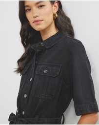 Atmos&Here - Zarah Short Sleeve Denim Mini Dress