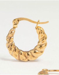 Lovisa - Waterproof Gold Plated Stainless Steel Textured Crescent Hoop Earrings