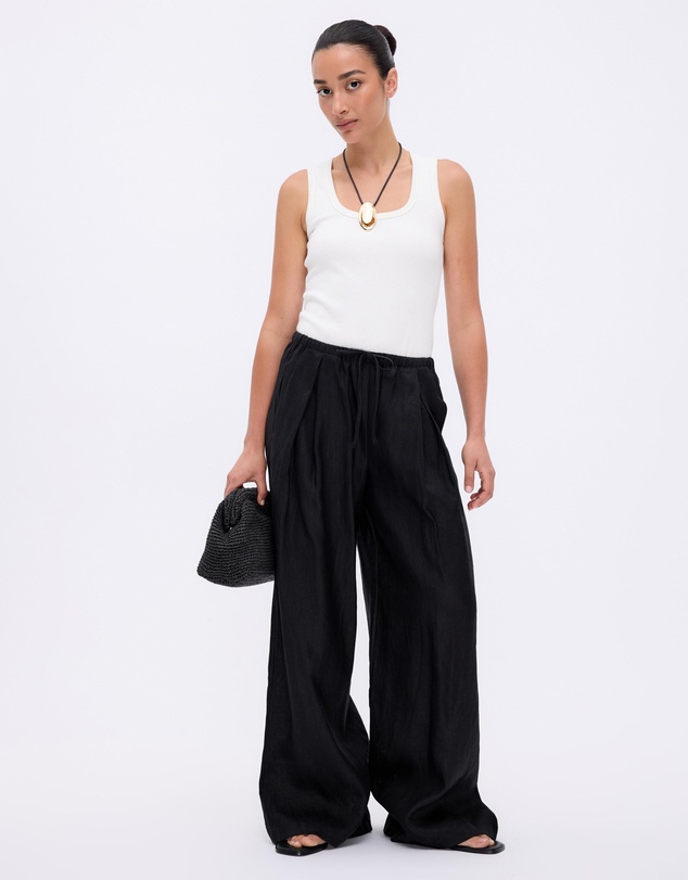 Minima Esenciales - Saffi Mid Rise Wide Leg Linen Pants