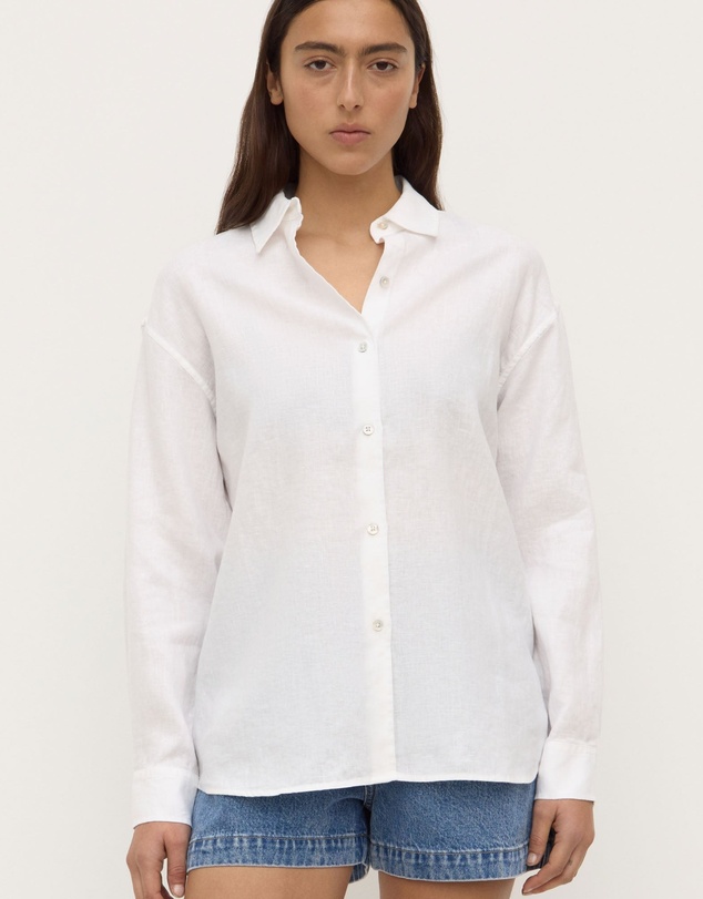 Revibe - Repaired Assembly Label Linen Womens Shirts L/S
