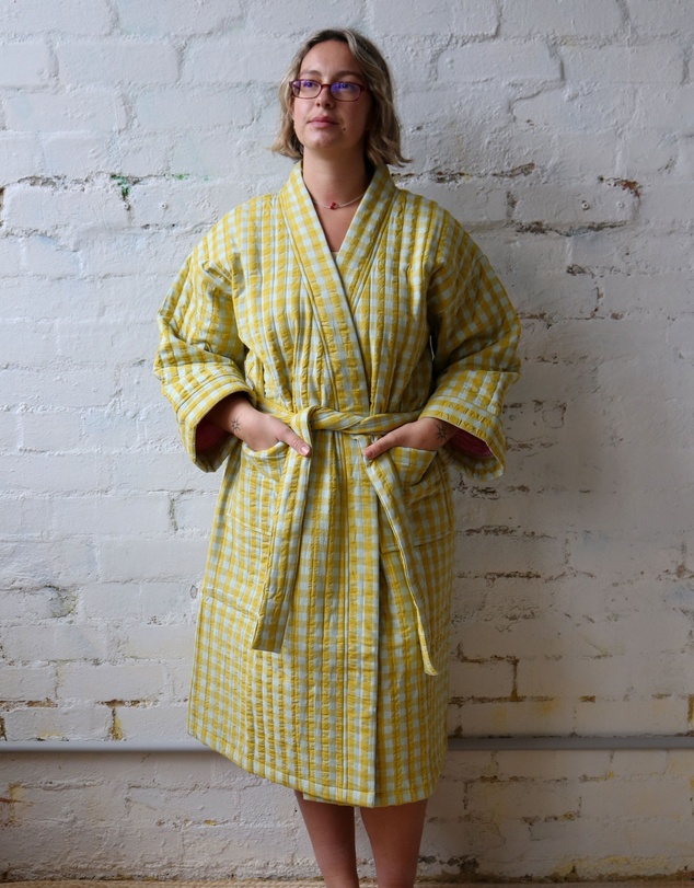 Mosey Me - Citrus Seersucker Quilted Robe