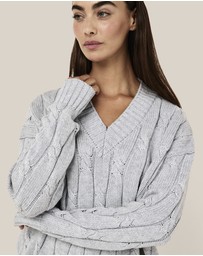 Papinelle - Cotton Cashmere Cable V- Neck Jumper