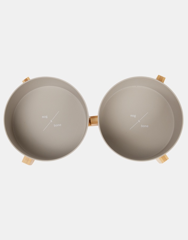 Mog & Bone - Double Bamboo Dog Bowl Mocha