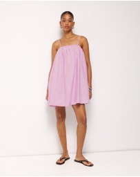 AERE - Liv Linen Gathered Neckline Mini Dress