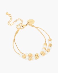 Lovisa - Waterproof Gold Plated Stainless Steel Pearl & Ball Layered Bracelet