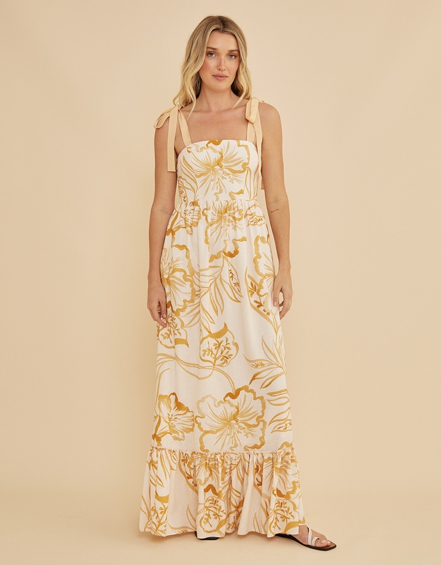 Amelius - Rosemallow Shoulder Tie Maxi Dress