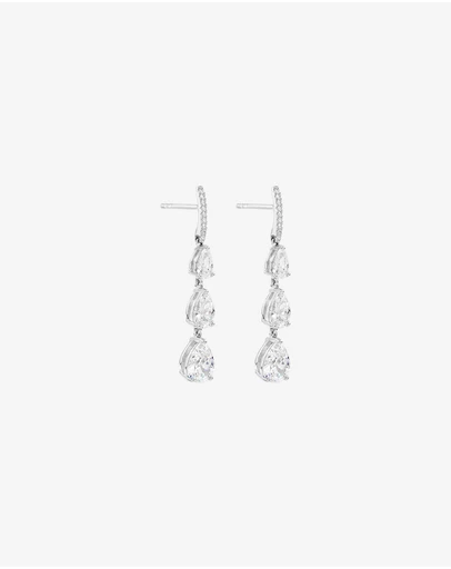 Michael Hill - Pear Shape Cubic Zirconia Triple Drop Stud Earrings in Sterling Silver