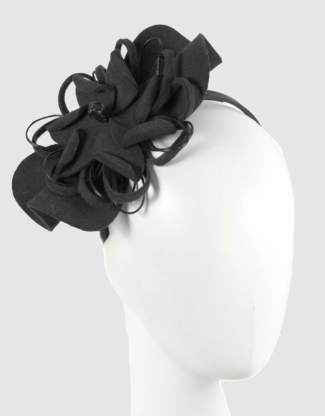 Max Alexander - Felt Black Flower Winter Racing Fascinator
