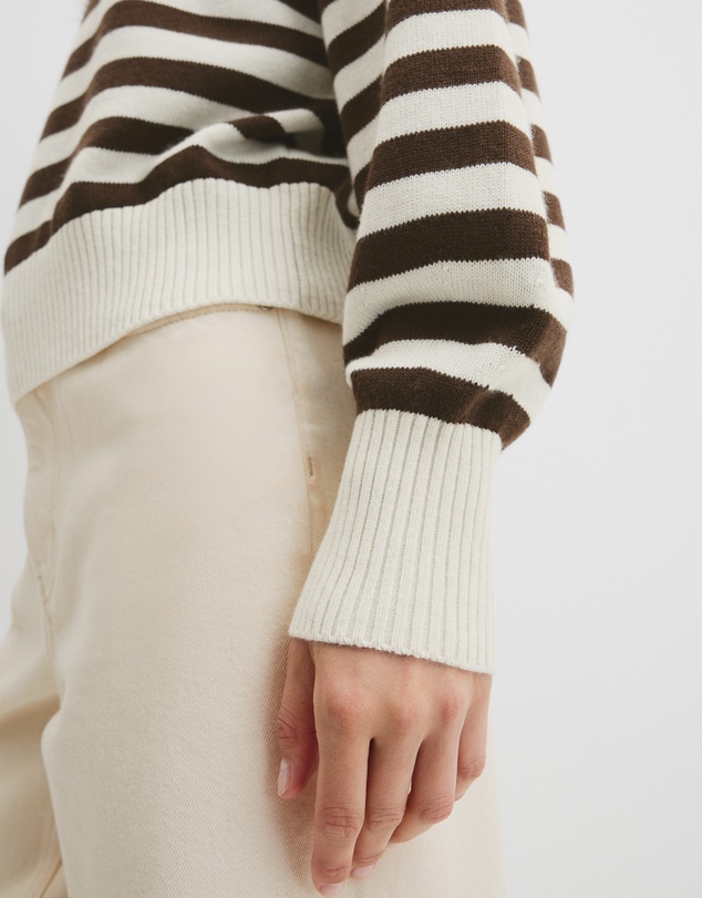 Country Road - Stripe Crop Crew Neck Knit