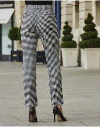 Sosandar - Houndstooth Print Tapered Leg Trousers