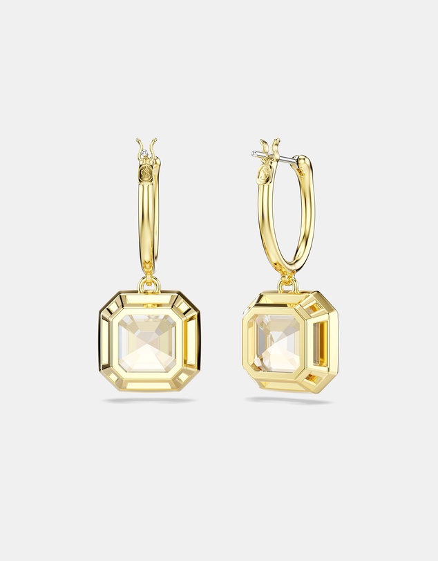 Swarovski - Millenia Drop Earrings, Square Cut, Caramel, Gold-tone-Plated