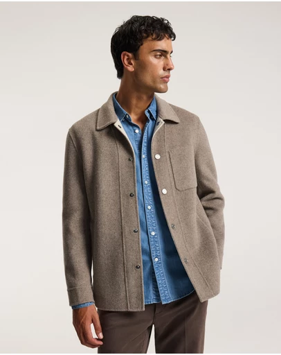 Calibre - Double Faced Wool Shirt Jacket Sepia