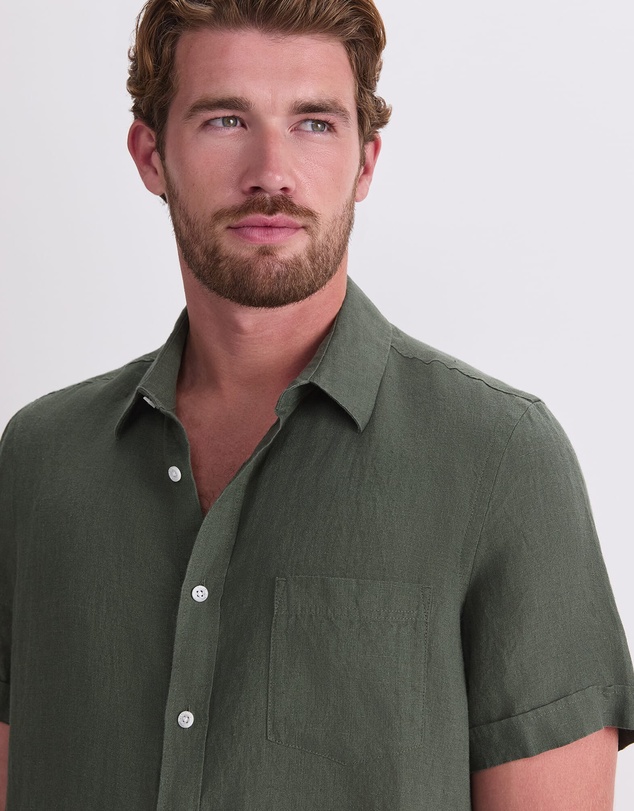 Sportscraft - Short Sleeve Yarn Dyed Linen Shirt