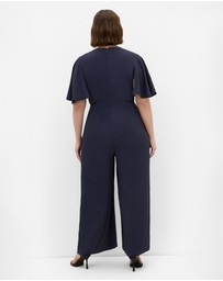 City Chic - Plus size Braelynn V Neck Jumpsuit - navy