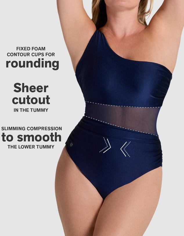 Leonisa - Radiant Padded One Shoulder Shaping One-Piece Swimsuit