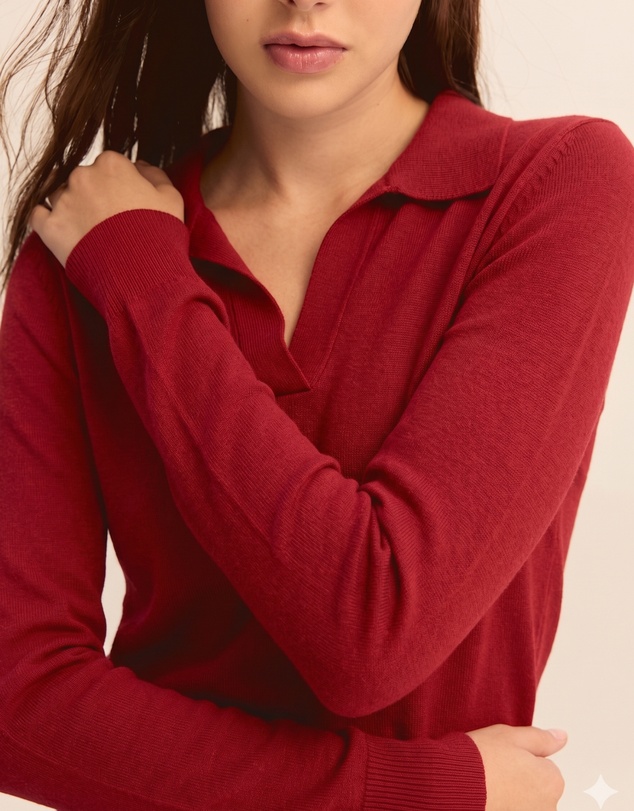 Emme - Red Viscose Stretch Knit Top