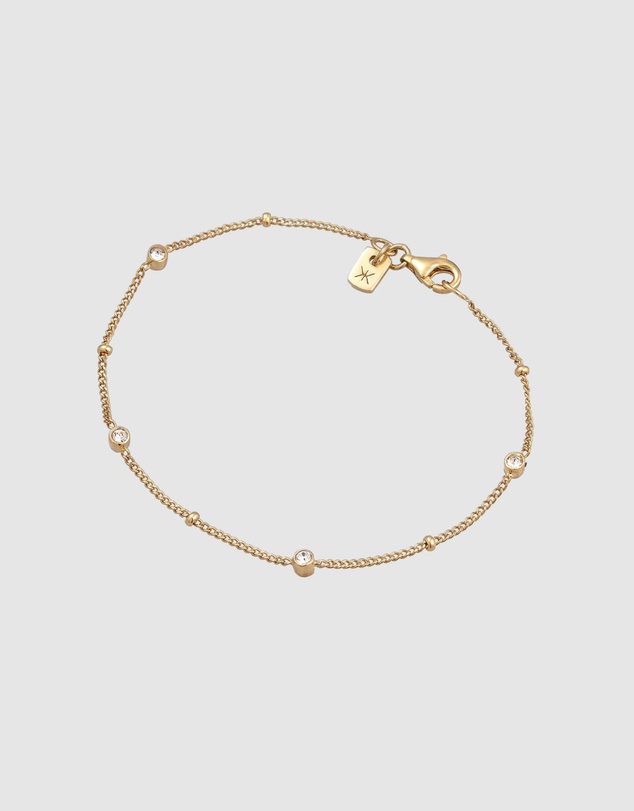 Kuzzoi - ICONIC EXCLUSIVE - Satellite Chain Bracelet with Crystals in Gold-Plated 925 Sterling Silver