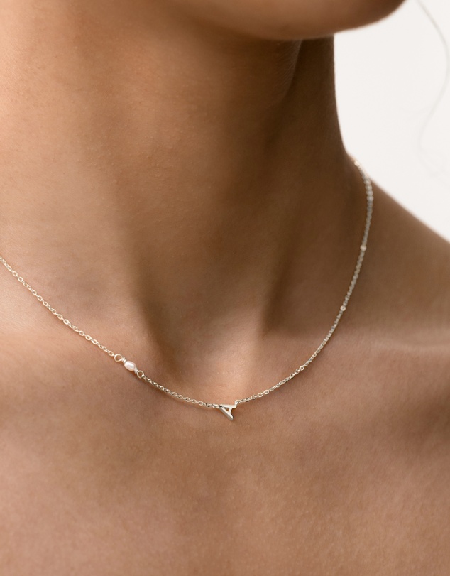 SAINT VALENTINE - Pearl Letter Necklace - Silver