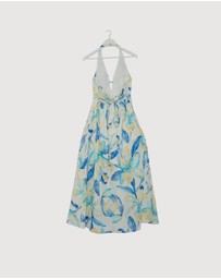 Revibe - Repaired AERE Kira Linen Halter Midi Dress - AU 8