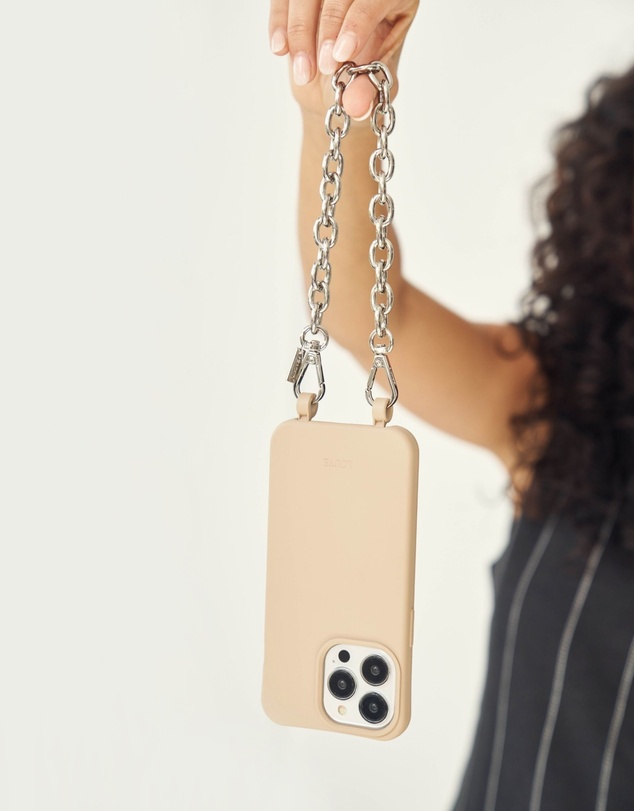 LOUVE COLLECTION - Desert Sand Phone Case + Kate Silver-Plated Wristlet