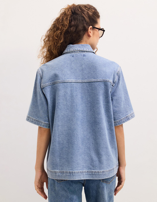 The Fated - Reese Oversized Short Sleeve Denim Shirt