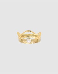 Elli Jewelry - Ring Stacking Solitaire Pink Quartz in 925 Sterling Silver Gold Plated