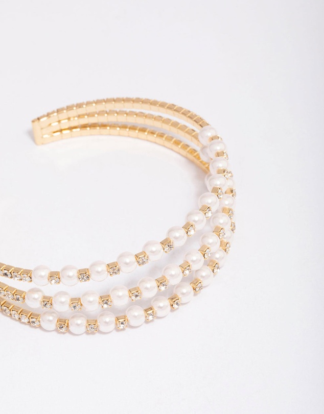 Lovisa - Gold Plated Triangular Cubic Zirconia Pearl Wrist Cuff