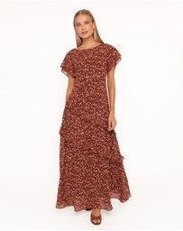 Petal & Pup - Lorrie Maxi Dress - Brown Ditsy Floral