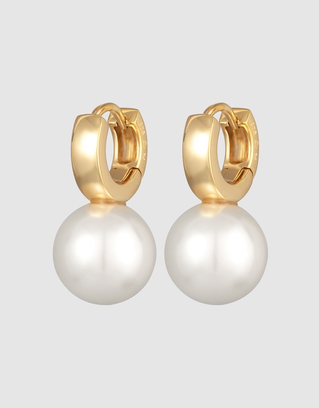 Elli Jewelry - Swarovski® Pearl Hoop Earrings in Gold-Plated 925 Silver