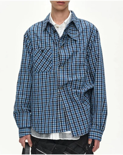 Andersson Bell - Blue Check Layered Shirt