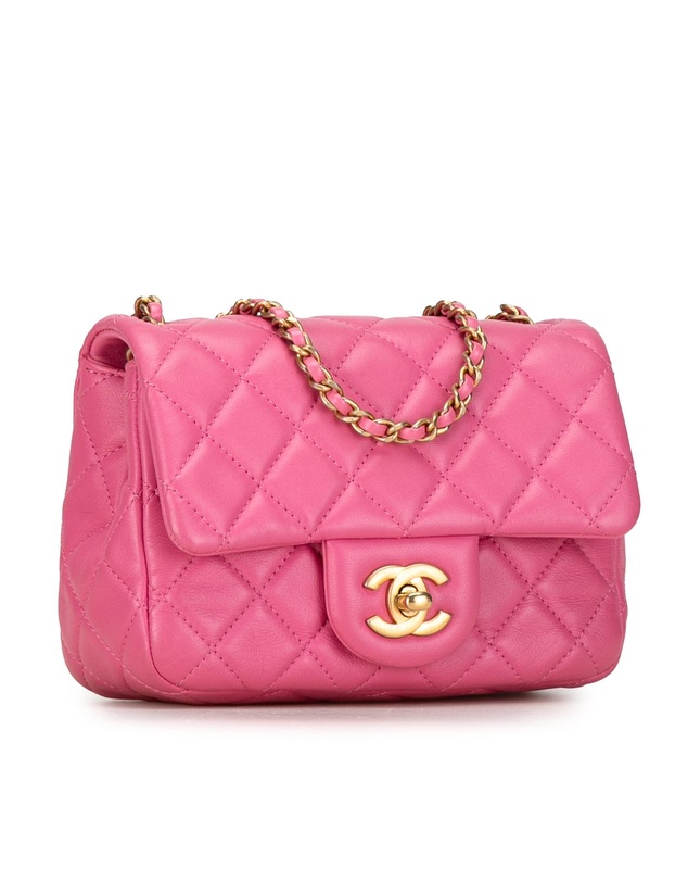 Pre-Loved by Azura Reborn - Pre-Loved Mini Square Classic Lambskin Pearl Crush Flap