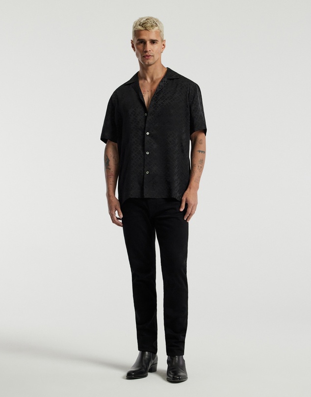 Calibre - Monogram Silk Short Sleeved Shirt Black