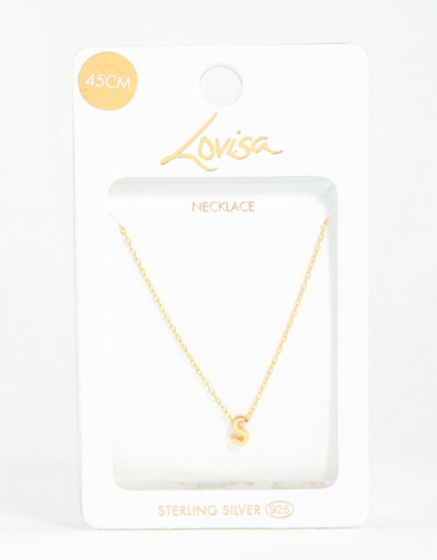 Lovisa - Gold Plated Sterling Silver Letter S Necklace