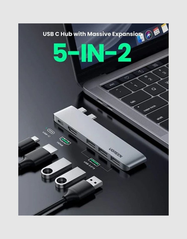 Ugreen - UGREEN 5-in-2 USB C Hub for MacBook Pro Air