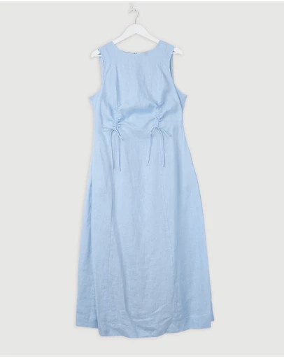 Revibe - Repaired Minima Esenciales Reyna Gathered Linen Midi Dress - AU 16