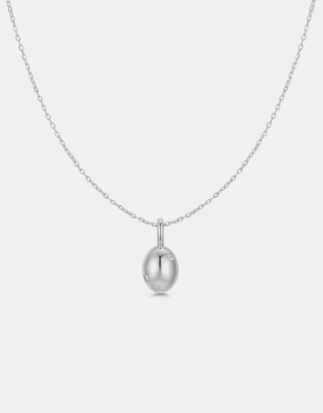 Ania Haie - Ania Haie Silver Floral Oval Pendent Necklace