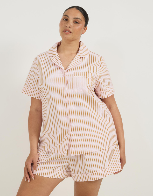 Atmos&Here Curvy - Esme Stripe Short Sleeve Pyjama Set
