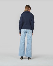 DRICOPER DENIM - Clara Navy Rib Knit Top