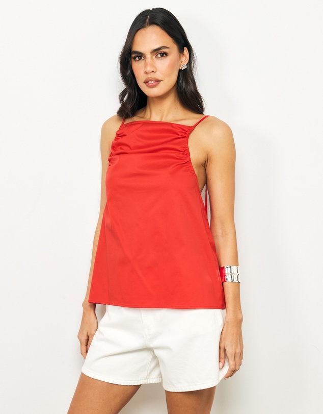AERE - Zara Ruched Poplin Top