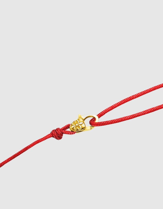 Nialaya Jewellery - Red Wrap-Around String Bracelet with Sterling Silver Gold Plated Lock