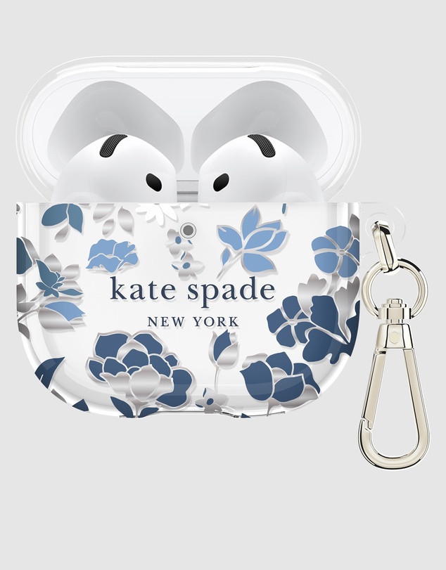 Kate Spade - Kate Spade Flowerbed Blue with Silver Clip Case for AirPod 4