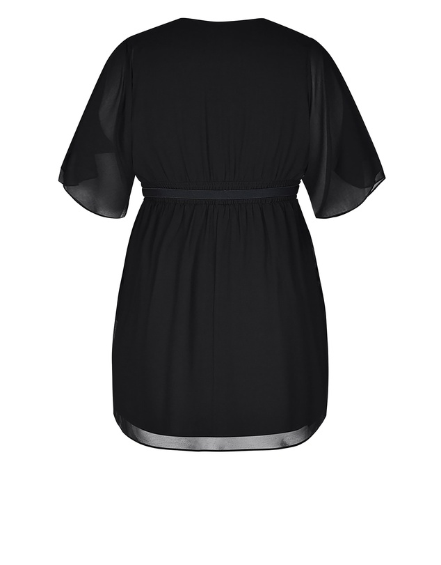 City Chic - Plus sizeDrape Faux Wrap Mini Dress - black