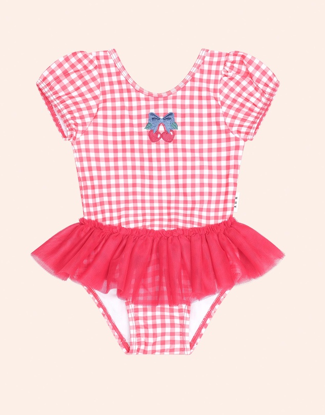 Huxbaby - Cherry Bow Gingham Tulle Swimsuit - Babies-Kids