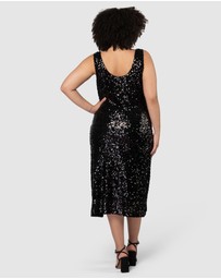 Pink Dusk by Curve Project - Desired Midi Sequin Dress